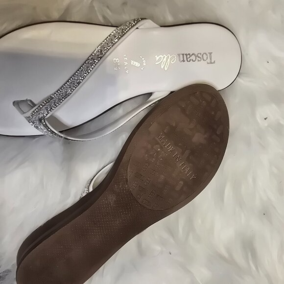 White Sparkle Dressy Flip Flops - Picture 2 of 4